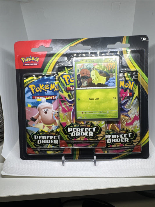 Pokémon Perfect Order 3 Pack Blister Chikorita IN HAND Sealed TCG