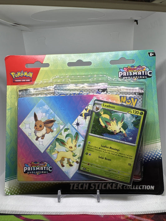 PRISMATIC EVOLUTIONS TECH STICKER COLLECTION LEAFEON POKEMON TCG BLISTER PACK