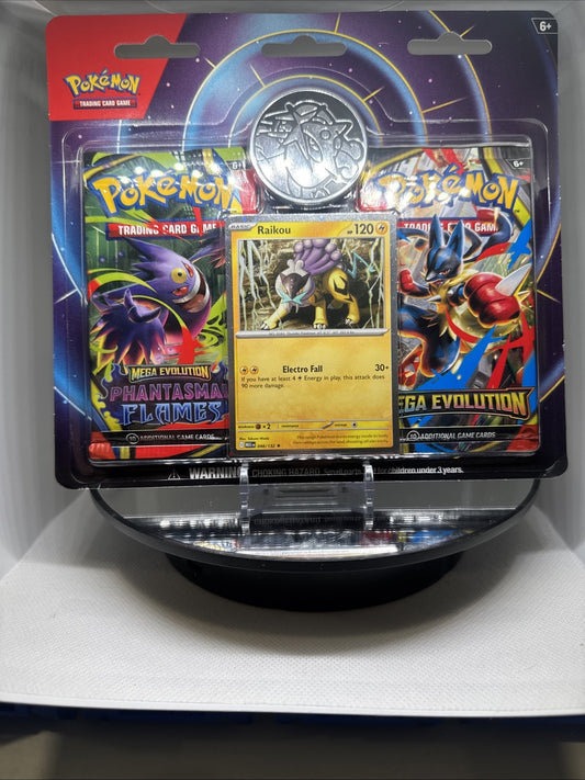 NEW Pokemon Mega Evolution & Phantasmal Flames 2-Pack Blister Sealed - Raikou