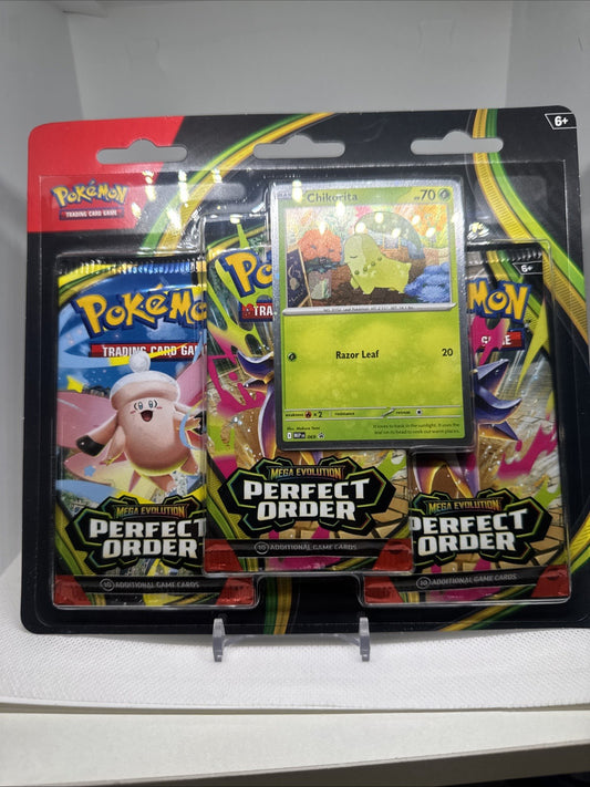 Pokémon Perfect Order 3 Pack Blister Chikorita IN HAND Sealed TCG
