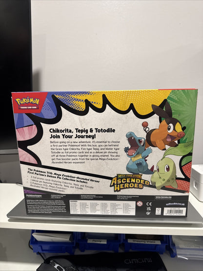 Pokémon Ascended Heroes First Partners Deluxe Pin Collection Kit Promo Booster