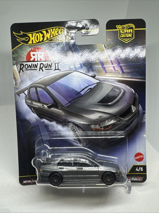 2025 Hot Wheels Premium Ronin Run II Dark Gray Lancer Evolution IX W/Real Riders