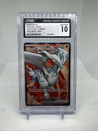 PSA 10 Reshiram Ex 158/086 Double Rare Full Art White Flare