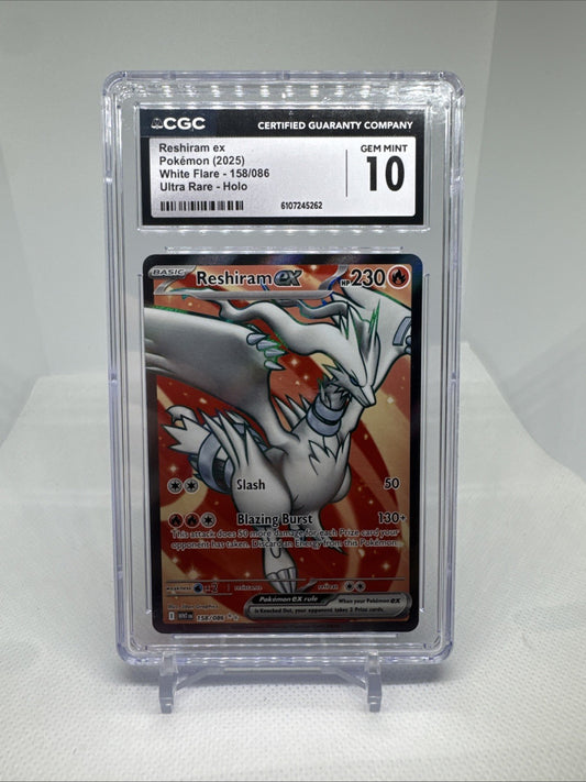 PSA 10 Reshiram Ex 158/086 Double Rare Full Art White Flare