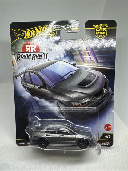2025 Hot Wheels Premium Ronin Run II Dark Gray Lancer Evolution IX W/Real Riders