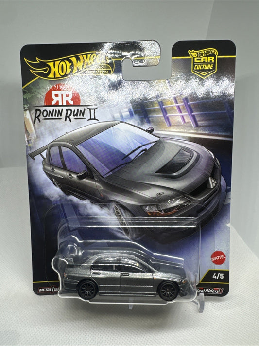 2025 Hot Wheels Premium Ronin Run II Dark Gray Lancer Evolution IX W/Real Riders