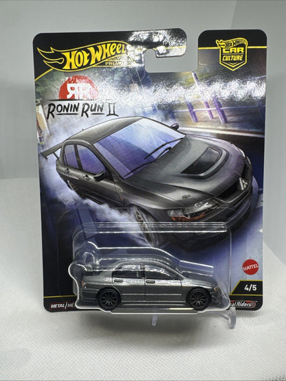 2025 Hot Wheels Premium Ronin Run II Dark Gray Lancer Evolution IX W/Real Riders