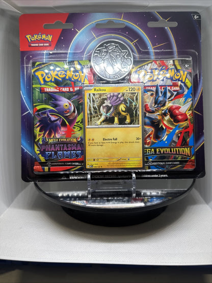 NEW Pokemon Mega Evolution & Phantasmal Flames 2-Pack Blister Sealed - Raikou
