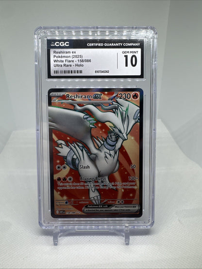 PSA 10 Reshiram Ex 158/086 Double Rare Full Art White Flare
