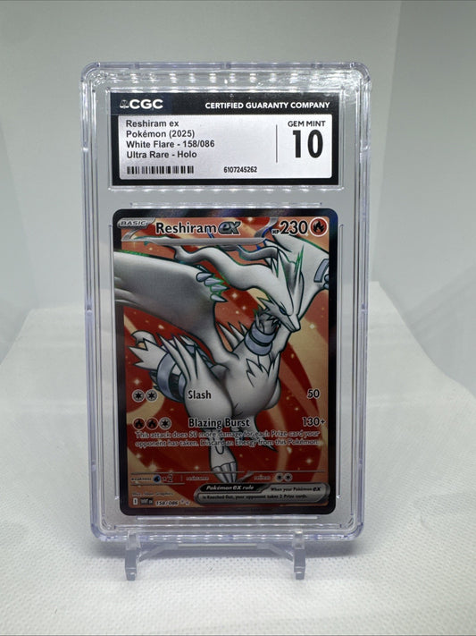 PSA 10 Reshiram Ex 158/086 Double Rare Full Art White Flare
