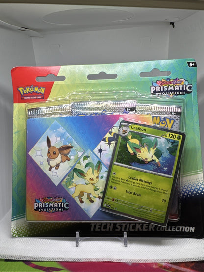 PRISMATIC EVOLUTIONS TECH STICKER COLLECTION LEAFEON POKEMON TCG BLISTER PACK