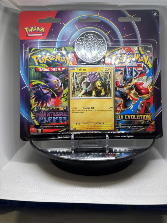 NEW Pokemon Mega Evolution & Phantasmal Flames 2-Pack Blister Sealed - Raikou